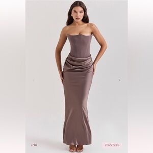 HOUSE OF CB 'Persephone" Smoke Strapless Corset Maxi dress NWOT